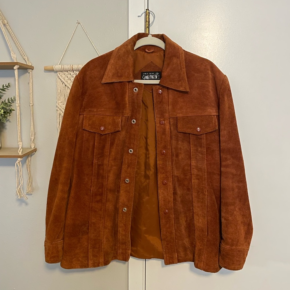 Genuine vintage suede leather jacket